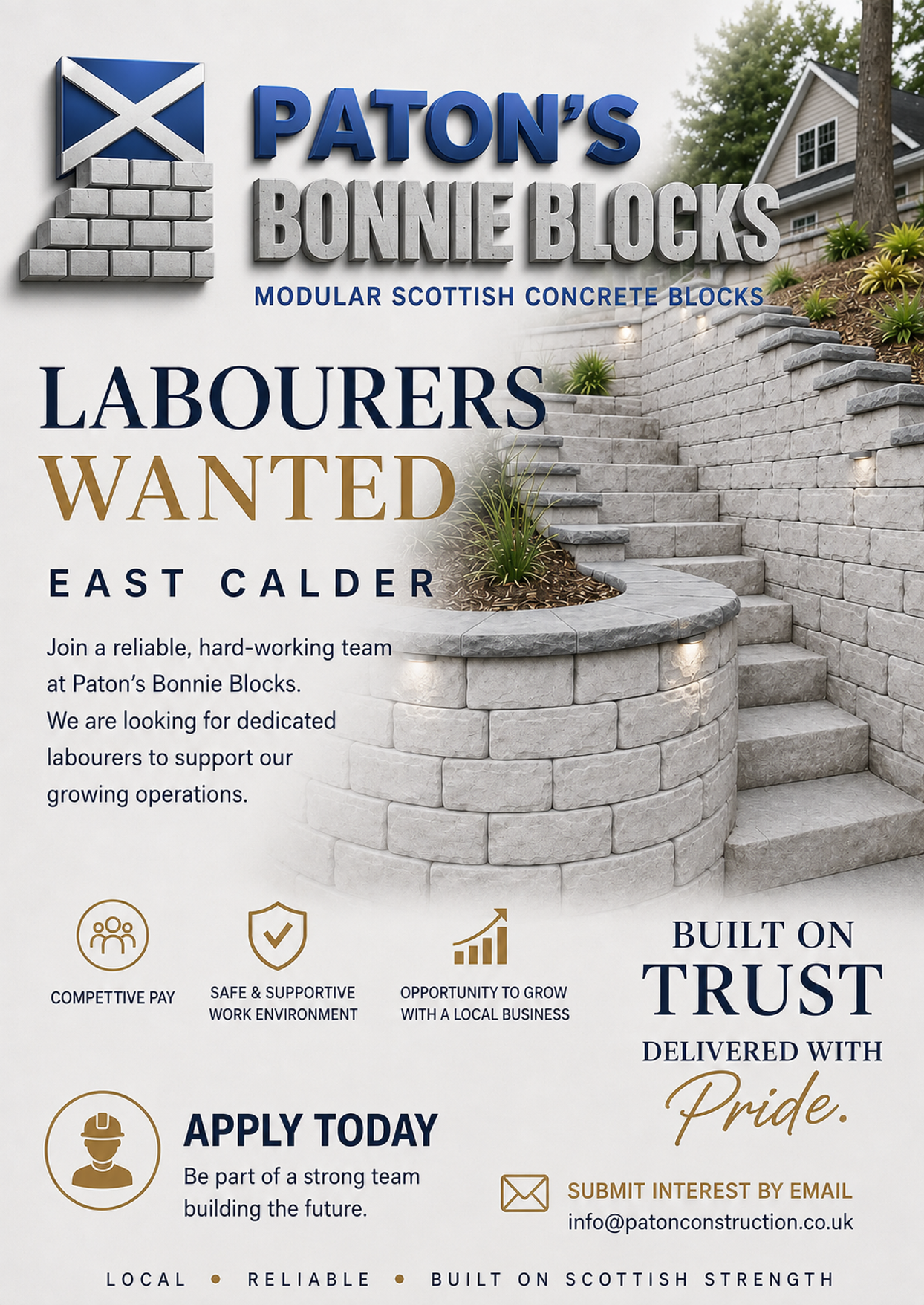 Paton’s Bonnie Blocks labourers wanted advertisement for East Calder